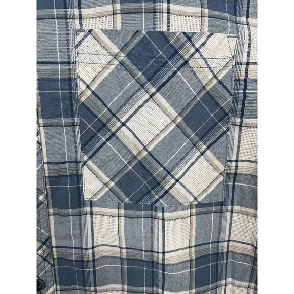 Cabelas All Over Vented Men's Blue Short Sleeve Plaid XL Hiking Fishing Shirt - Picture 2 of 9